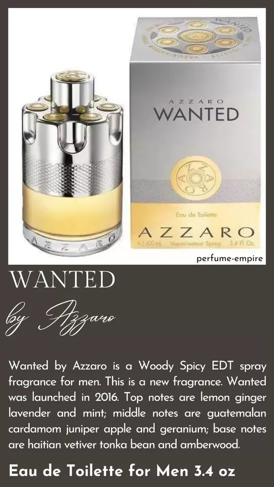 Azzaro Wanted cologne edt 3.4 oz 3.3 NEW IN BOX - 3.4 oz / 100 ml